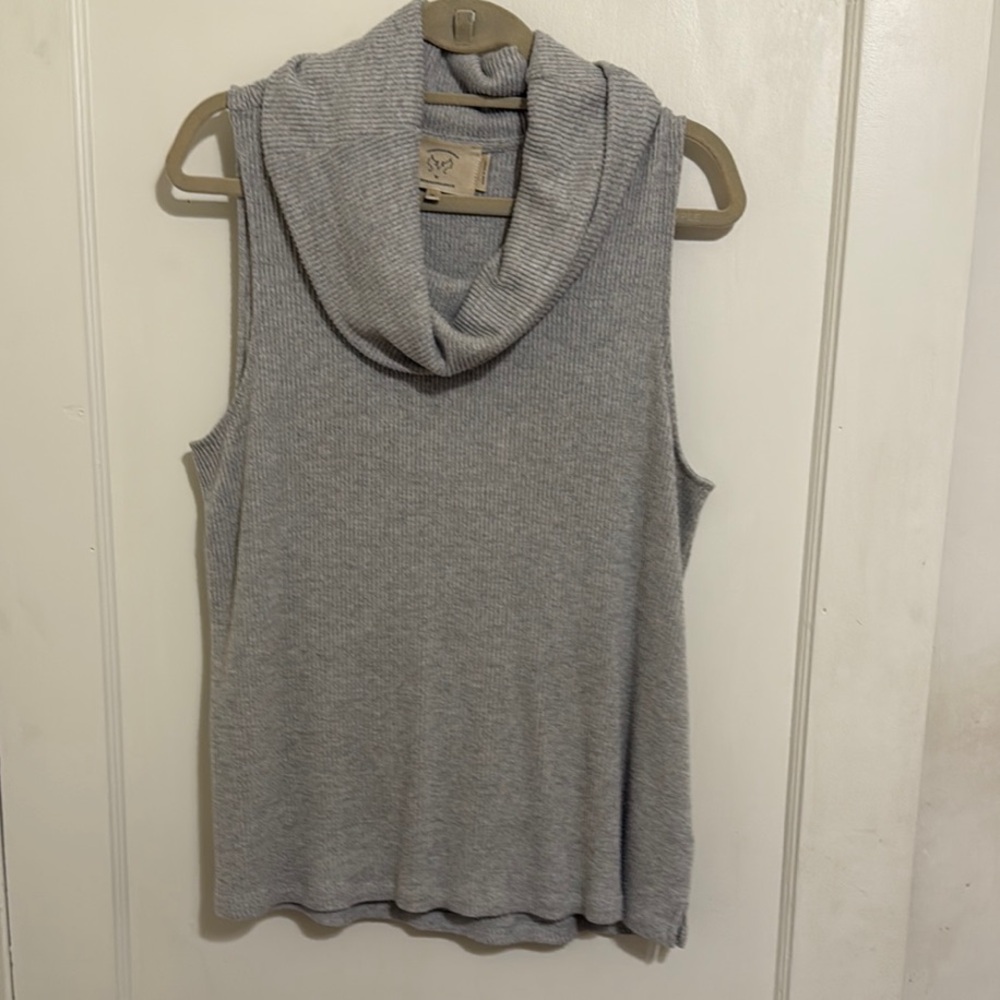 Anthropologie Gray Sleeveless Cowl Neck Tank Top